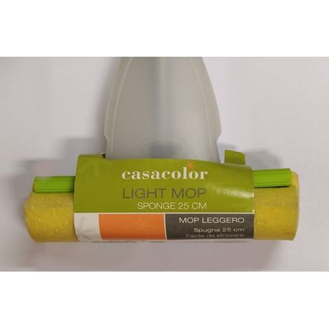 CASACOLOR - MOP LEGGERO CON SPUGNA 25CMCOLORE GIALLO - CON MANICO IN ALLUMINIO