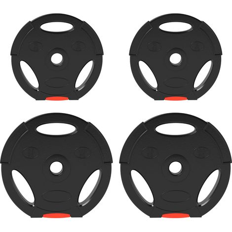 Ensemble de 4 haltères, 2 disques de 5 kg et 2 disques de 10 kg, compatibles avec les barres de 2,5 cm de diamètre (alésage Ø 30 mm), noirs (1/5)