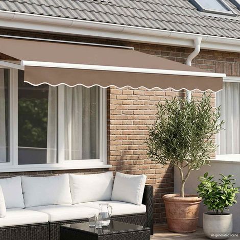 Lambrequin de Remplacement pour Store Extérieur en Polyester Déperlant Taupe 581 x 20 cm - PANGIVO (1/5)