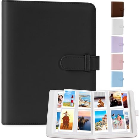 Album photo petit format, 256 compartiments, mini album compatible avec photos Fujifilm 95 x 63 mm maximum (Noir) (1/5)