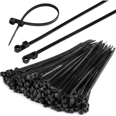 100 Pièces Collier de Serrage Noir, 200x4,8mm Colliers de Serrage En Nylon (1/5)