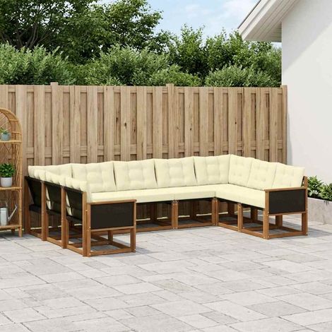 vidaXL Outdoor-Sofagarnitur mit Kissen 9 pcs Natur und Creme (1/5)