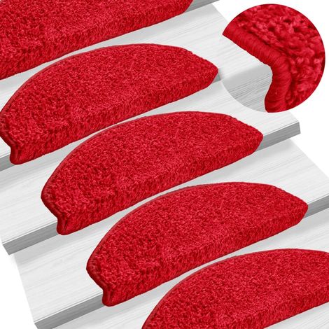 Marches d'escalier, lot de 10, 65 x 21 x 4 cm, rouges, semi-circulaires, grandes (1/5)