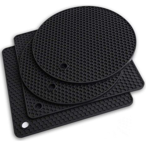 Set of 4 Silicone Trivets - Black