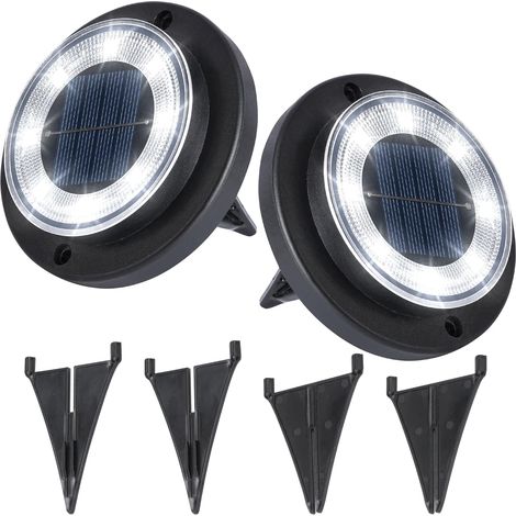2er-Pack wasserdichte Solar-Bodenleuchten für den Außenbereich – Kaltweiße Terrassen- und Wegbeleuchtung (1/5)