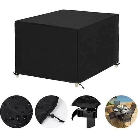 Funda impermeable de tela Oxford para mesa de jardín, funda protectora para muebles, funda para muebles de jardín, funda para mesa y sillas de exterior (125 x 125 x 74 cm) - Crezuo