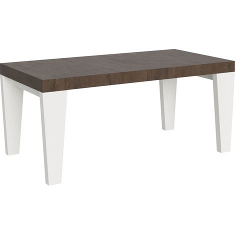 Table extensible bois noyer et pieds bois blanc 6 à 20 places Kristo 180 à 440cm-Support 4 pieds (1/5)