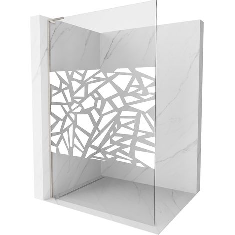 Mexen Kioto L Duschwand Walk-in 120 x 200 cm, weißes Muster, gebürsteter Nickel - 800-120-103-97-85 (1/5)