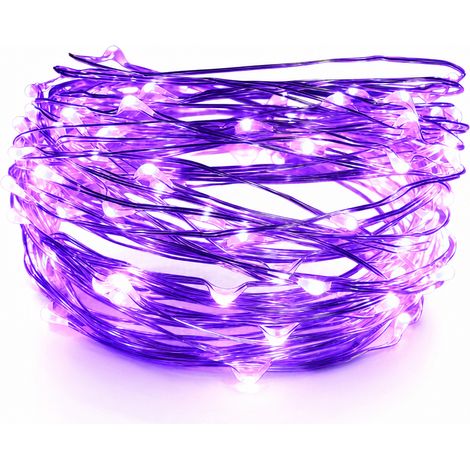 Guirlande LED Violette USB, Fil de Cuivre, 300 LED, 8 Modes avec Télécommande, Décoration Intérieure et Extérieure (1/5)