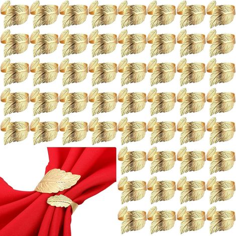 Anneaux de serviette en métal doré, 20 pièces pour décoration de table de mariage, Noël, fêtes et Thanksgiving (1/5)