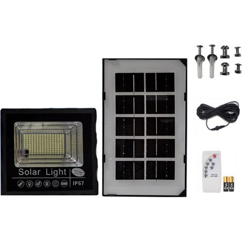 Lampe solaire LED extérieure étanche IP67, applique murale avec télécommande pour cours, allées, marchés et publicité extérieure (1/5)