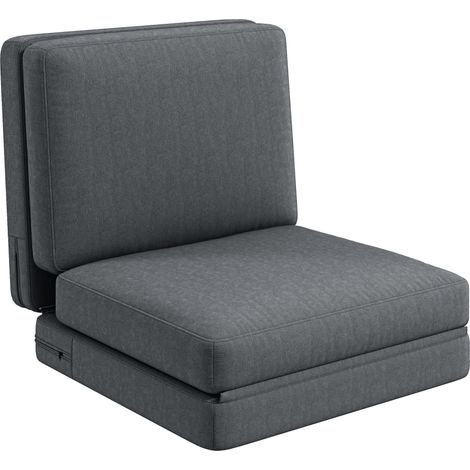 Sofá cama de suelo 3 en 1 plegable de poliéster gris oscuro (1/5)