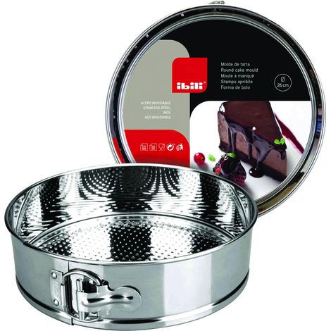 IBILI - Stampo rimovibile rotondo 24 x 24 x 6,5 cm, acciaio inossidabile 18% (1/2)
