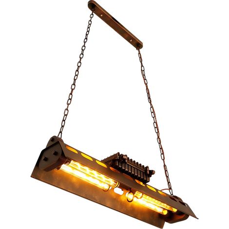 HAUTOUR Lustre Industriel Métal Rétro Suspension Vintage Luminaire industrielle Bar de Plafonniers Lampe, for salon salle à manger Sous-sol Bar, 80cm, E27(non incluses) (1/5)