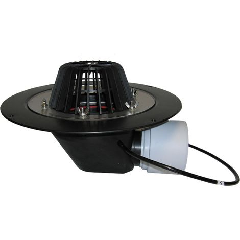 Horizontaler Terrassenablauf DN75/110, Befestigungssystem für Abdichtungen und Heizgerät (10-30W/230V
