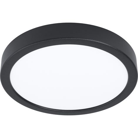 Plafoniera Tonda Esterno Argolis 2 Acciaio Nero Policarbonato Bianco Led (1/2)