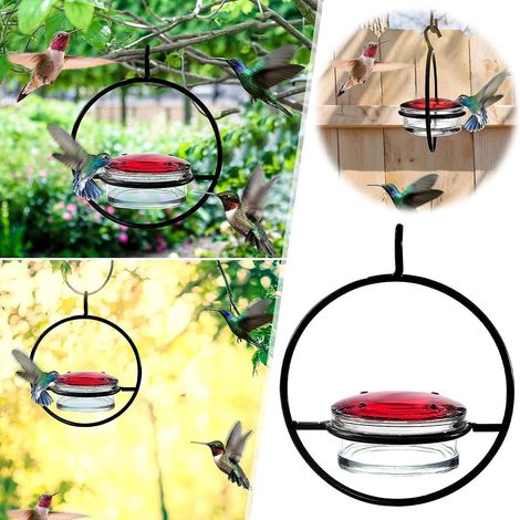 [Comedero para pájaros] + [Disponible en un juego de 3 piezas] + [Modelo metálico colgante para jardín/terraza] + Robusto comedero para colibríes de uso exterior (1/5)