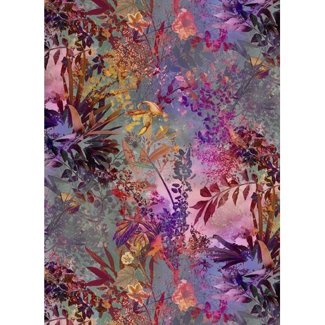 Komar – Papier peint panoramique feuilles et fleurs multicolore – Dimensions 184 x 254 cm – Écologique et facile à poser – Pour chambre ou salon (1/2)