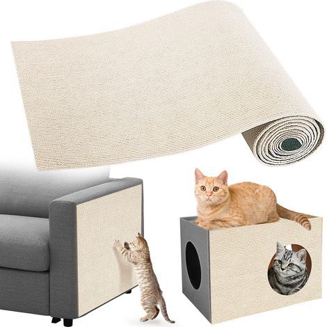 Tapis Griffoir Adhésif 200 x 40 cm – Protection Canapé Chat pour Mur, Porte, DIY Protection des Meubles, Blanc cassé (1/5)
