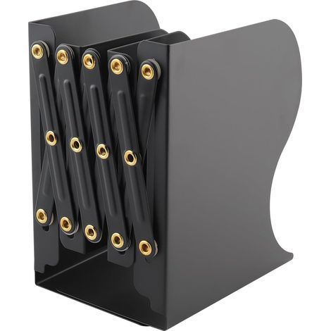 Sujetalibros retráctil, estantería metálica ajustable, ideal para estudio, dormitorio u oficina (negro).
