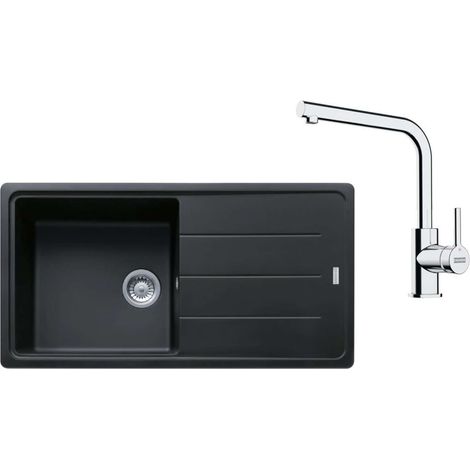Franke Conjuntos de cocina - Conjunto de cocina G264O, fregadero de granito BFG 611, ónix + grifo FS 3230.031, ónix/cromo 114.0700.741