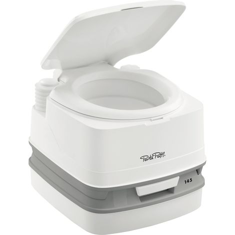 Toilette portable camping-car – WC chimique avec chasse d'eau manuelle – Pompe à soufflet – Capacité 12L matières, 15L eau propre – Dimensions 383x330x427mm – Thetford
