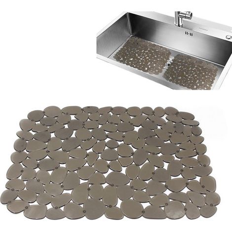 Tapis d'évier lot de 1 en PVC marron 40 x 30 cm antidérapant pour évier lavabo et vaisselle avec protection contre les rayures et les chocs (1/5)