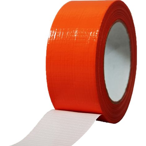 Cinta adhesiva de tela naranja de 150µ - Rollo de cinta adhesiva de 50 mm x 33 m para la fijación de lonas, cables y alambres - Se vende a la unidad