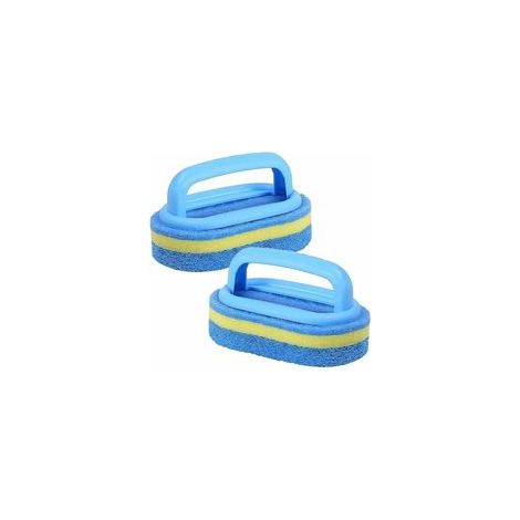 piezas (14 x 7,5 cm) Cepillo de esponja para limpieza de baño con mango de plástico, cepillo de limpieza multifuncional, cepillo de esponja para cocina, cepillo de esponja universal, azulejos (1/4)