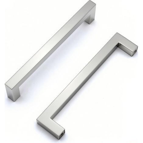 Poignée Meuble Cuisine - 2 pièces, Poignée Meuble Inox Argent Entraxe 160mm + Vis - Pour Tiroir/Porte (1/5)