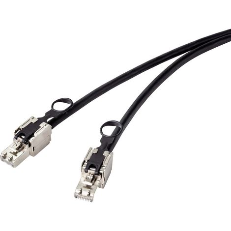 Renkforce RF-4538216 RJ45 Patchkabel CAT 6a S/FTP 0.50 m Schwarz mit Zugring zur Entriegelung 1 St. (1/4)