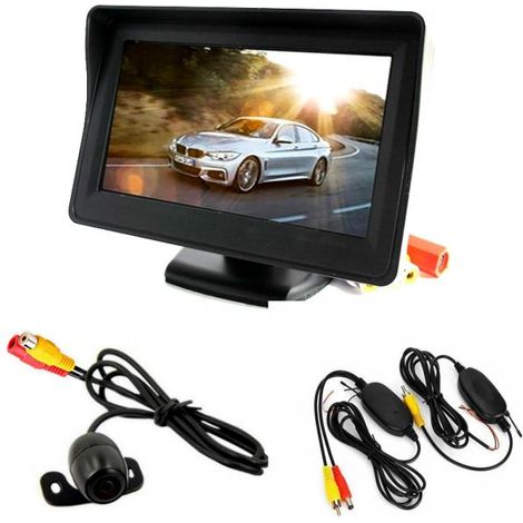 KIT RETROMARCIA AUTO SPECCHIETTO MONITOR 4.3" TELECAMERA POSTERIORE WIRELESS (1/5)