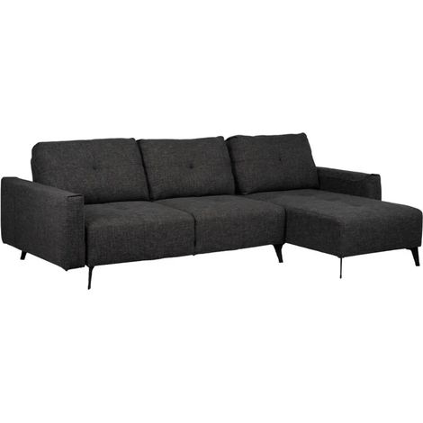 Canapé d'angle réversible tissu noir avec dossiers réglables - SMART (1/5)