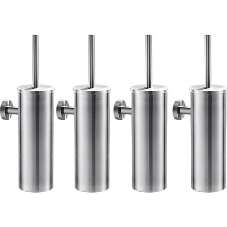 Auralum 4pcs Brosse de Toilette avec Porte-balai WC Mural Inox Salle de Bains Toilettes (1/5)