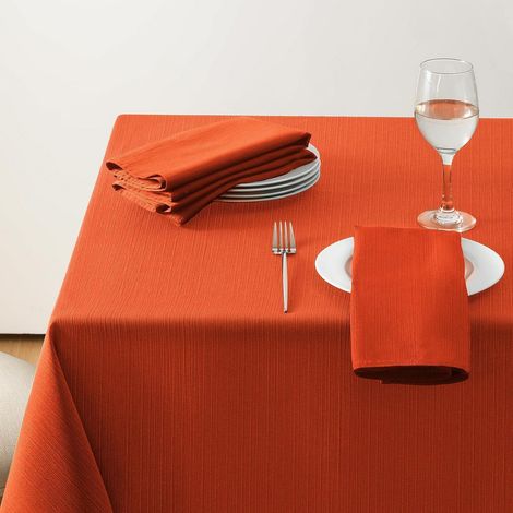 Nappe 320x140 cm rectangulaire rouille lavable structure lin pour extérieur & fête