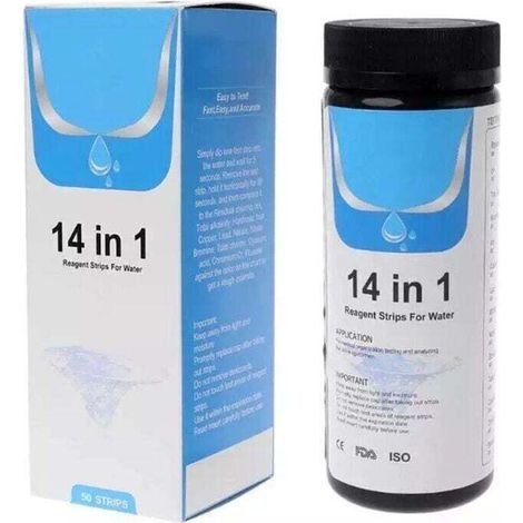 50 Pièces Bandelettes de Test pour Piscine, 14 en 1 Testeur de L'eau Potable, Analyse de la Qualité de L'eau Potable, Testeur D'eau pour Eau de Piscine et Spa (1/4)