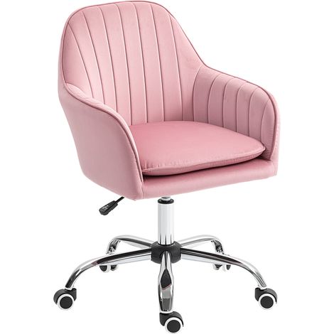 Velvet-Feel Tub Office Chair, Seat Cushion - Dark Pink (1/5)