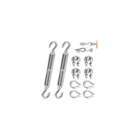 Tendeur Cable Inox Crochet De Ridoir M8 Fil Et Oeil Aavec Serre et Cosses Ccâble Pour Serrer Tendue Régler Les Qccessoires Corde 10Pcs (CC, M8-10PCS) CC M8-10PCS (1/4)
