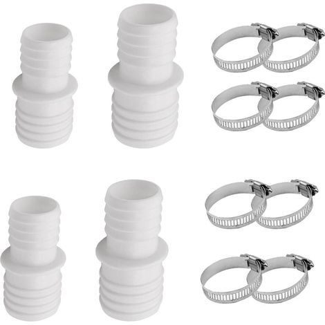 Connecteur de tuyau de piscine 32 à 38 mm avec 8 colliers de serrage en acier inoxydable