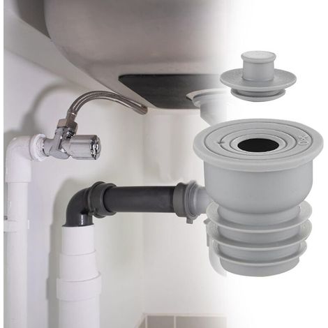 Joint d'étanchéité pour canalisation de cuisine et de salle de bain - bouchon anti-odeurs pour réservoirs de toilettes - 35-40 mm, Gris (1/4)
