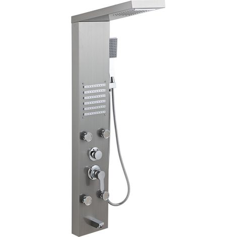 TolleTour Duschpaneel Silber mit LED, multifunktionale Duschsäule mit Handbrause für Badezimmer (1/5)
