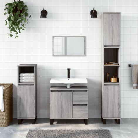Armoire de bain Armoire de rangement Placard de Rangement Toilettes sonoma gris 65x33x60 cm bois d'ingénierie RTJEX177495 MaisonChic (1/5)
