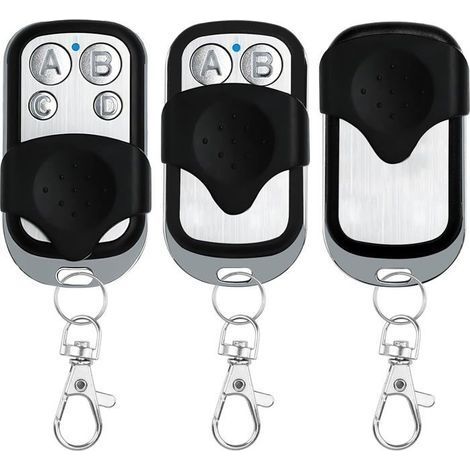 Télécommande universelle portail 433,92 MHz - 4 boutons - Lot de 3 (1/4)