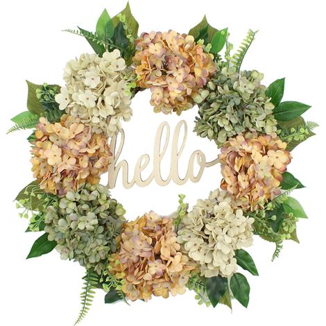 Couronne artificielle Hello Hortensia Couronne artificielle à suspendre Décoration de mariage (1/3)