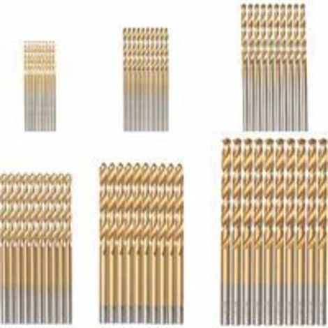 Brocas helicoidales de acero rápido HSS con revestimiento de titanio: paquete de 60 brocas micrométricas (1, 1,5, 2, 2,5, 3 y 3,5 mm) para mayor precisión y durabilidad. (1/4)