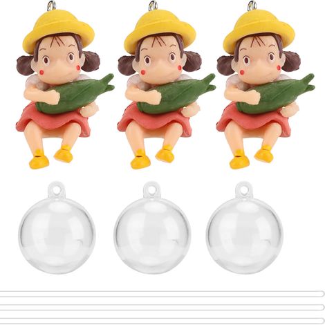 Lot de 3 décorations flottantes pour aquarium « Petite Fille Ronde », avec boules et lignes de flottaison (1/5)