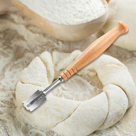 Brotschneider, Teigschneider-Werkzeug, Teigschneidemesser, Werkzeug zur Teigherstellung, inklusive Leder-Schutzhülle (1/5)