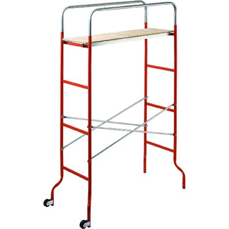 Gierre – Échafaudage en acier peint 144x62x212 cm – Plan de marche en bois – Charge maximale 200kg – Pour chantiers humides et terrains accidentés