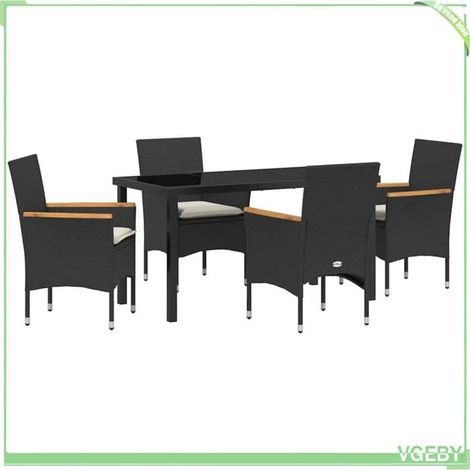 Ensemble de salle à manger jardin - FAFEICY - 3379844 - Noir polyrotin - 8 chaises + table - Cadre acier anti-rouille (1/5)