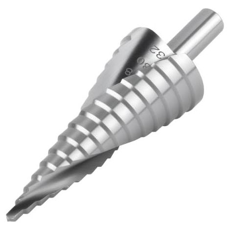 HSS-Stufenbohrer 4-32 mm, 15 Stufen, Metall-Stufenfräser, 10 mm Dreikantschaft, konisch für Metall, Stahl, Holz, Aluminium, Kunststoff, universell einsetzbar, Präzisionsbohrwerkzeug - (1/5)